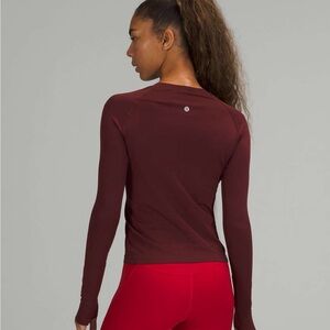 Burgundy/red lululemon long sleeve swiftly tech size 0 like new no tags